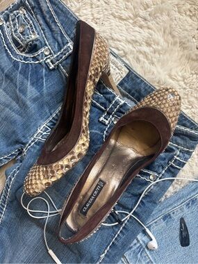 Claudia Ciuti Brown Snakeskin Chic Classy Patterned Heels